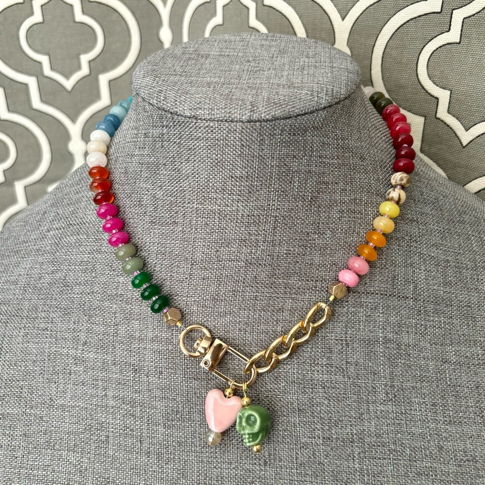 Trendy Rainbow 🌈 Gemstone Crystal Candy Necklace